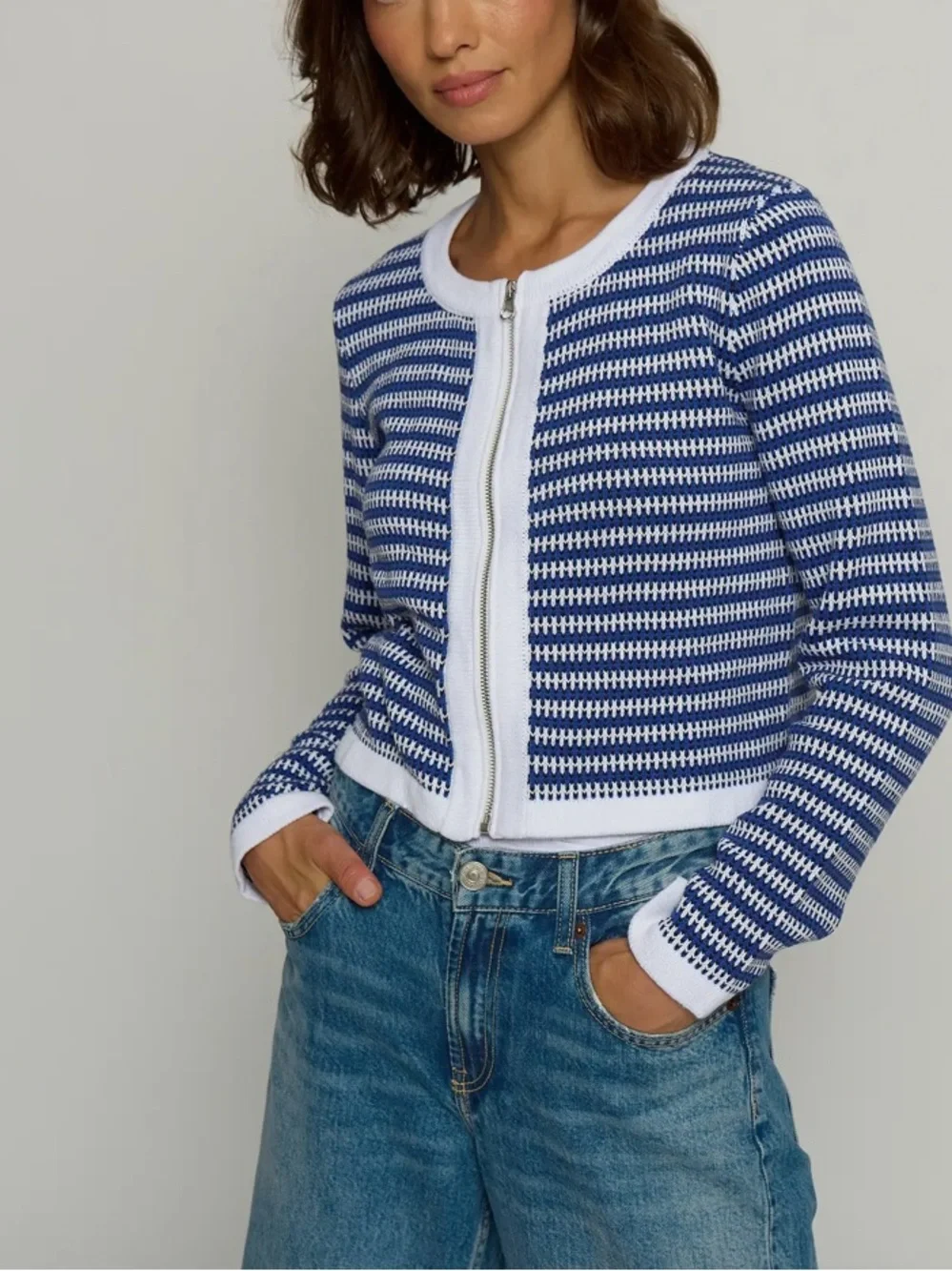 NWT CENTRAL PARK NOVELTY ZIPUP CARDIGAN